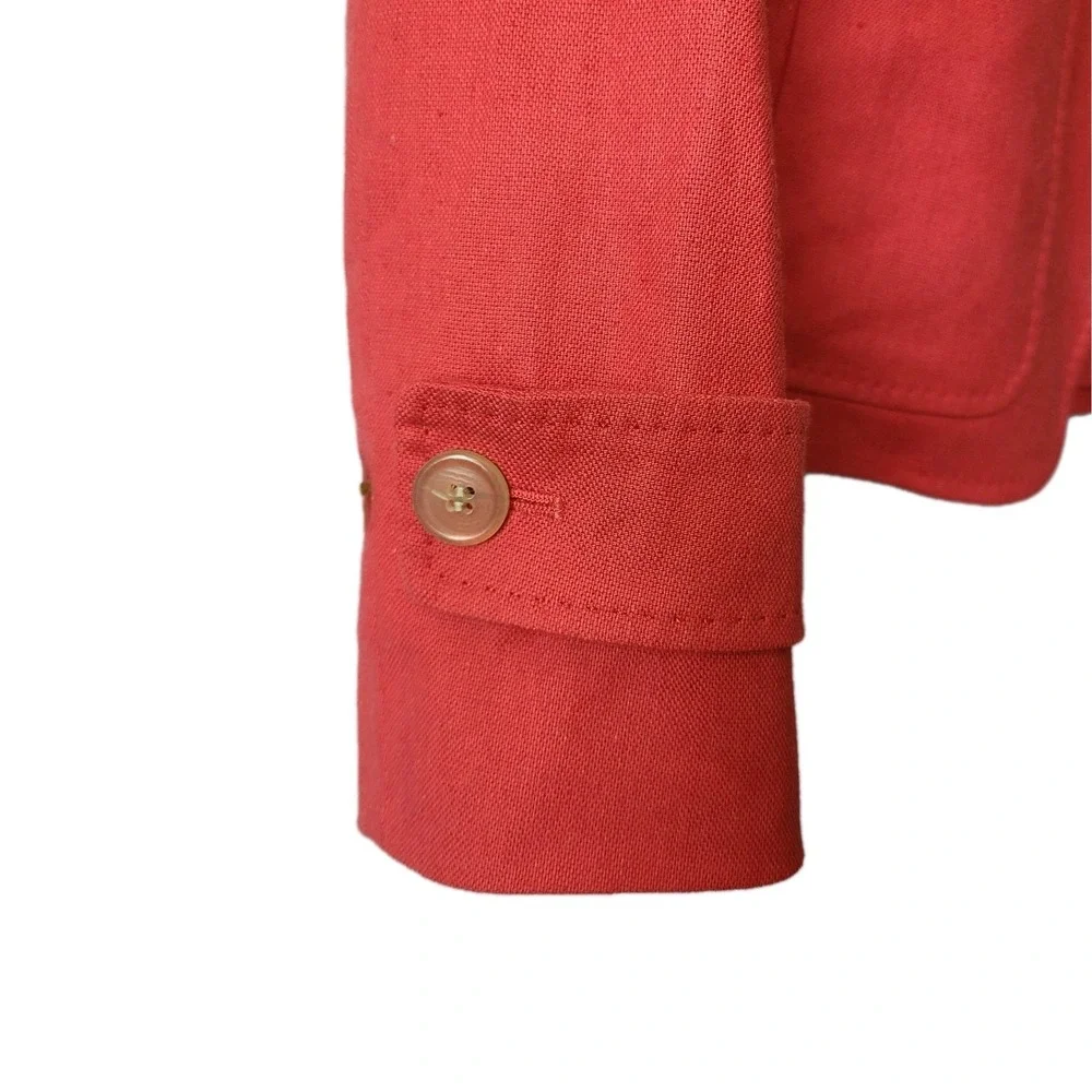NWT Talbot's Women's Red/Coral Linen Blend One Button Blazer Career Office Sz 4 - Picture 5 of 10